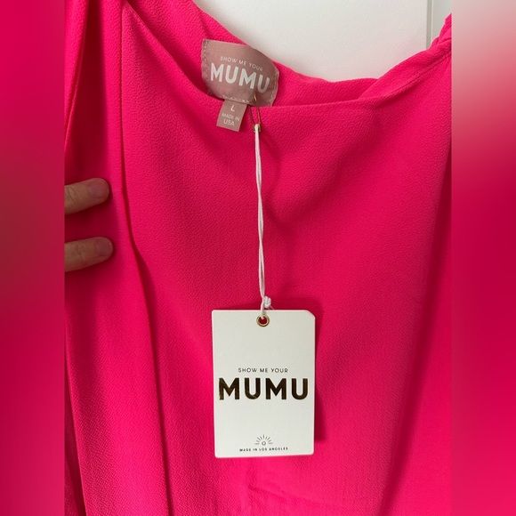 Show Me Your MuMu Hot Pink One-Shoulder Dolman Sleeve Cocktail Dress L NWT - Picture 3 of 3